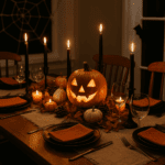 Mesa decorada de Halloween sin plástico