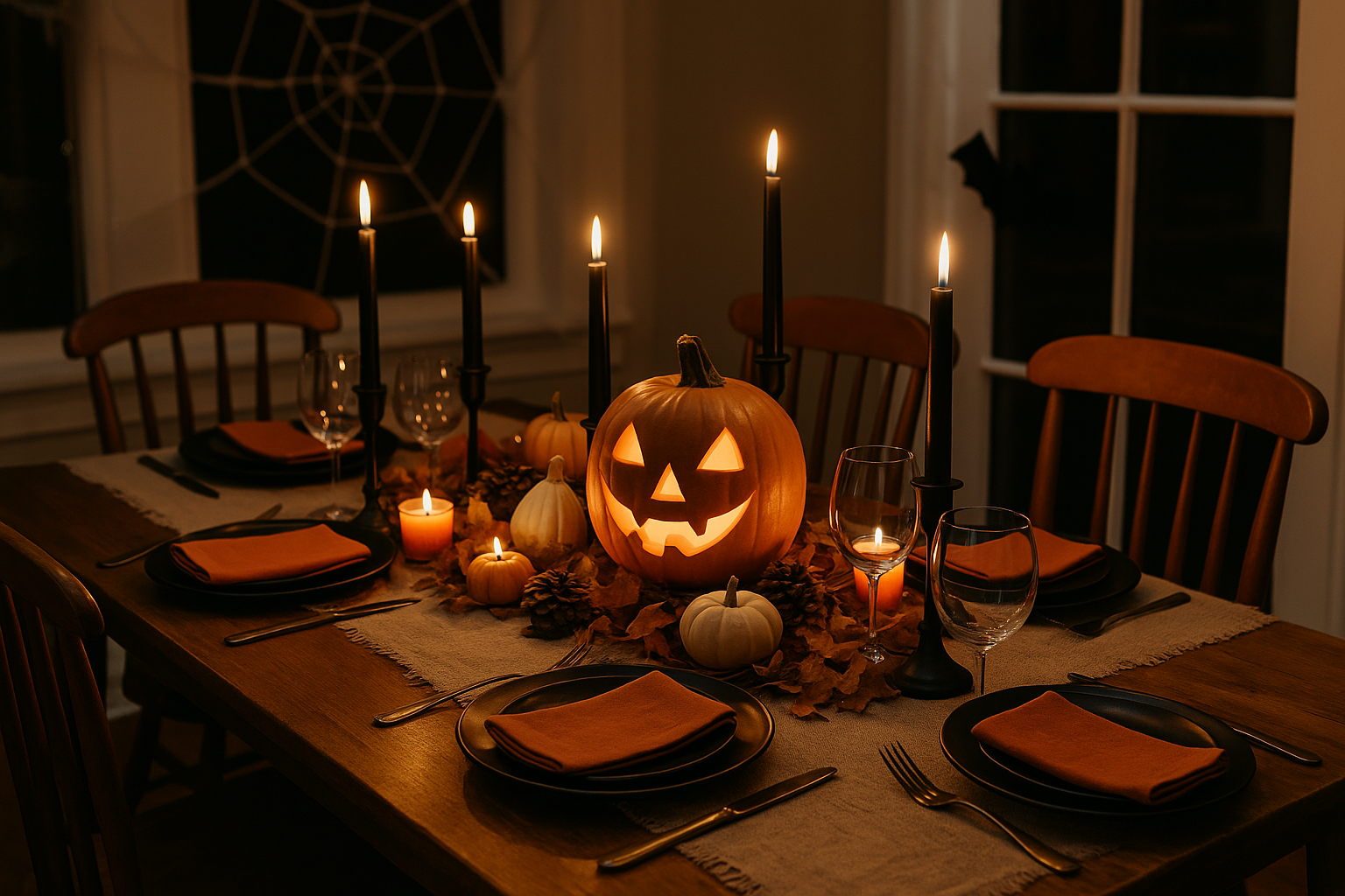 Mesa decorada de Halloween sin plástico